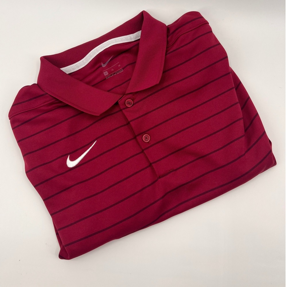 Nike Dri-FIT Men's Burgundy Striped Golf‎ Polo Shirt XL